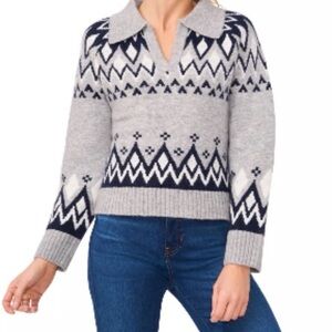 1 State V Neck Fair Aisle Sweater Size L